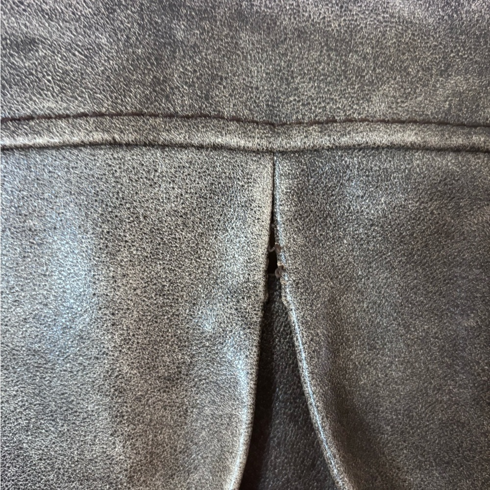 Kenneth Cole Distressed Taupe Gray leather Moto Jacket - Picture 6 of 6